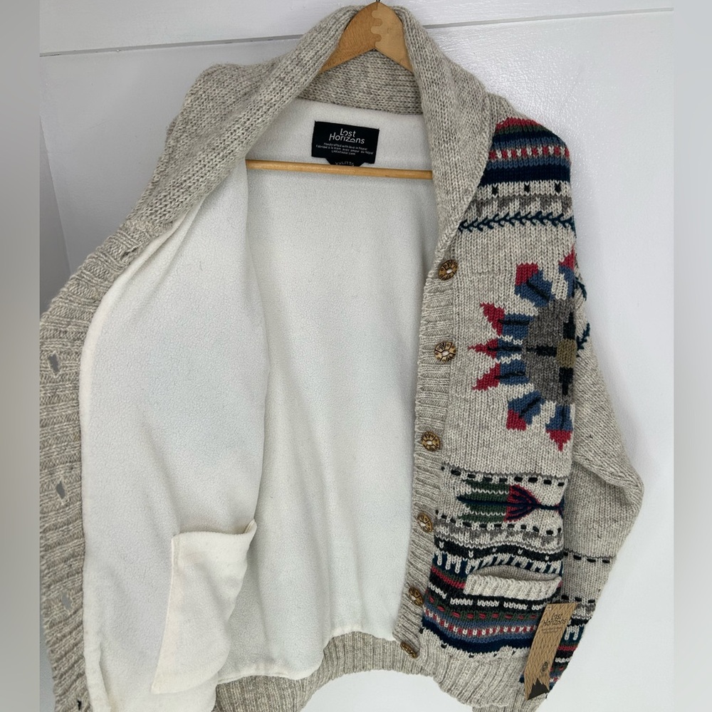 Lost Horizons‎ NWT Handcrafted Cardigan Sweater Size XXL Made In Nepal Southwest - Picture 11 of 15
